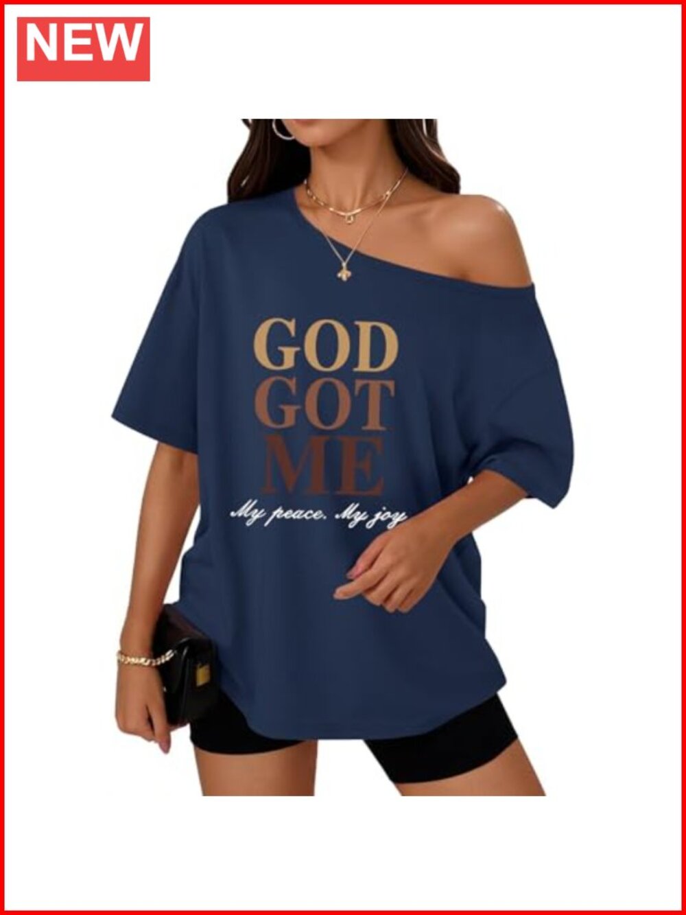 Christian God Got Me Off Shoulder Top Women Oversized One Shoulder Tee